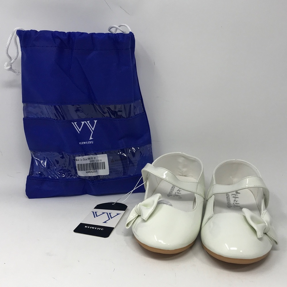 WUIWUIYU Casual Mary Janes Ballet Flats, Girl's Size 13(B)33 - White